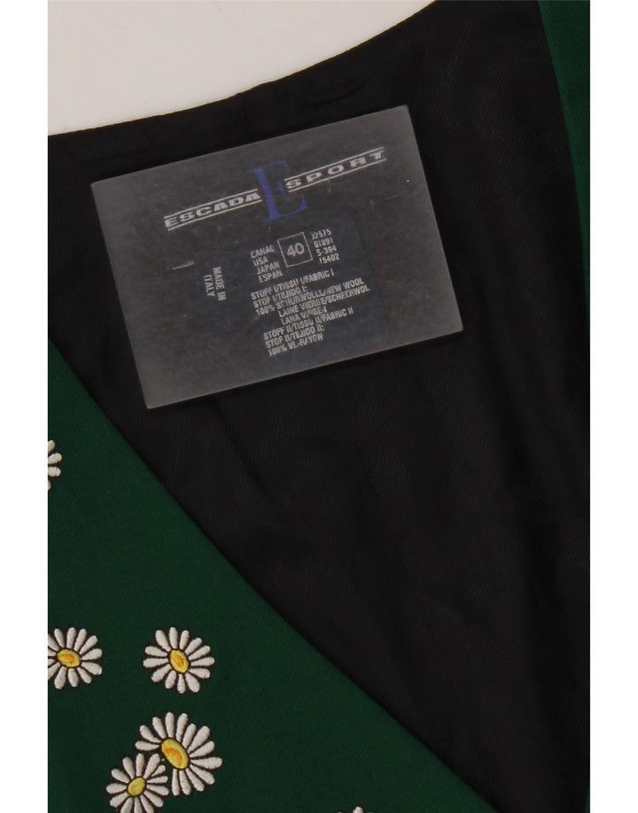 ESCADA Damevest EU 40 Medium Grøn Blomster Ny Uld