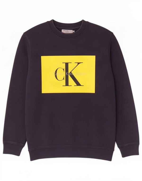 Calvin Klein Jeans Herre grafisk sweatshirt Jumper Medium Navy Blue