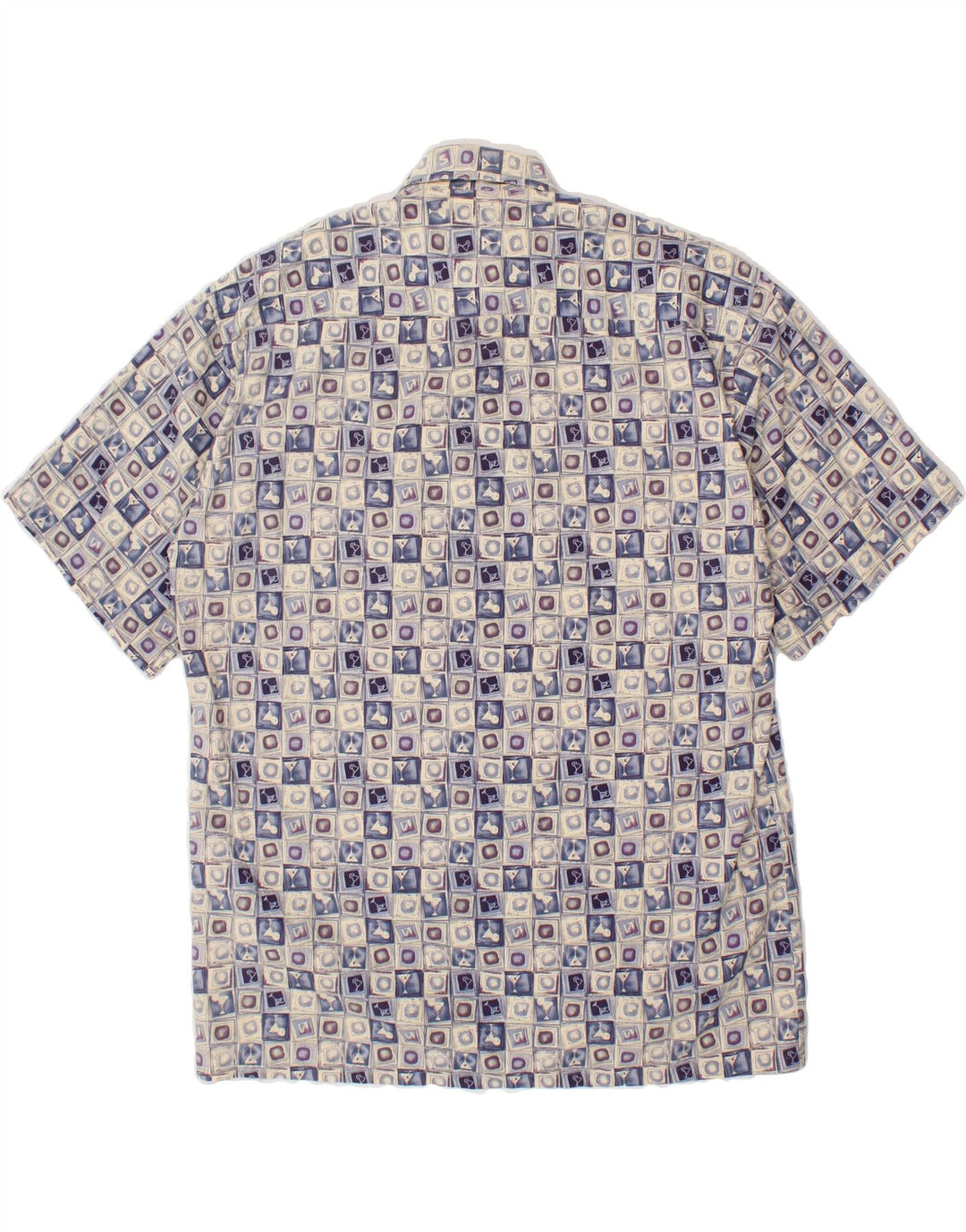 VINTAGE Mens Abstract Pattern Short Sleeve Shirt Medium Grey Cotton Vintage Vintage and Second-Hand Vintage from Messina Hembry 