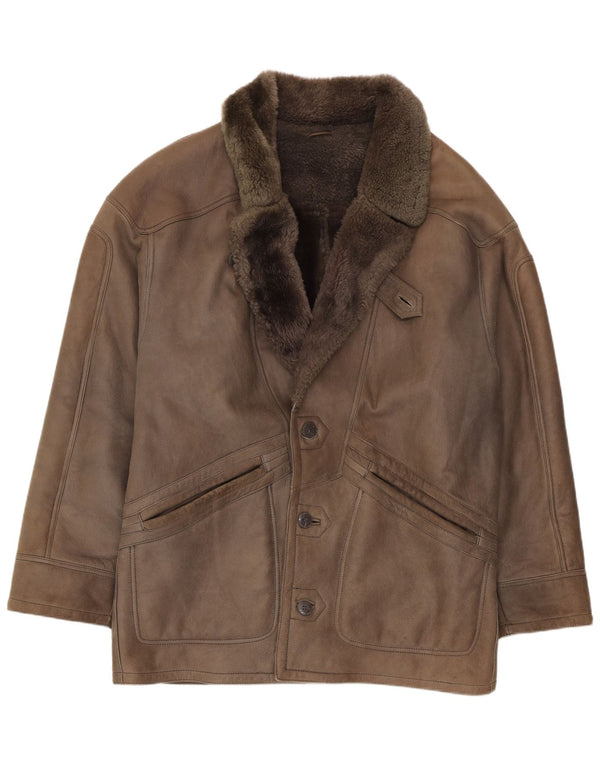 Vintage Herre Shearling Jacket IT 52 XL Brun