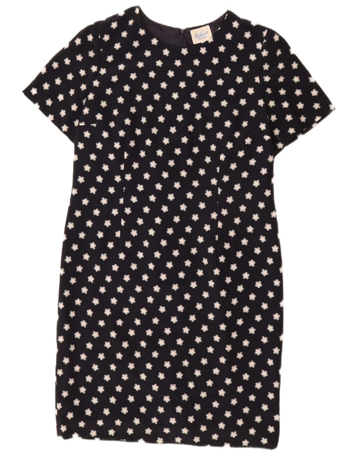 Luisa Spagnoli Dame Skede Kjole IT 48 XL Navy Blue Floral Polyester
