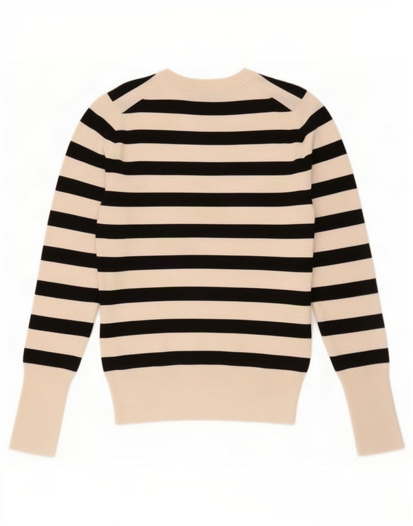 Zara sweater med rund hals til kvinder UK 8 Small Off White Stribet viskose
