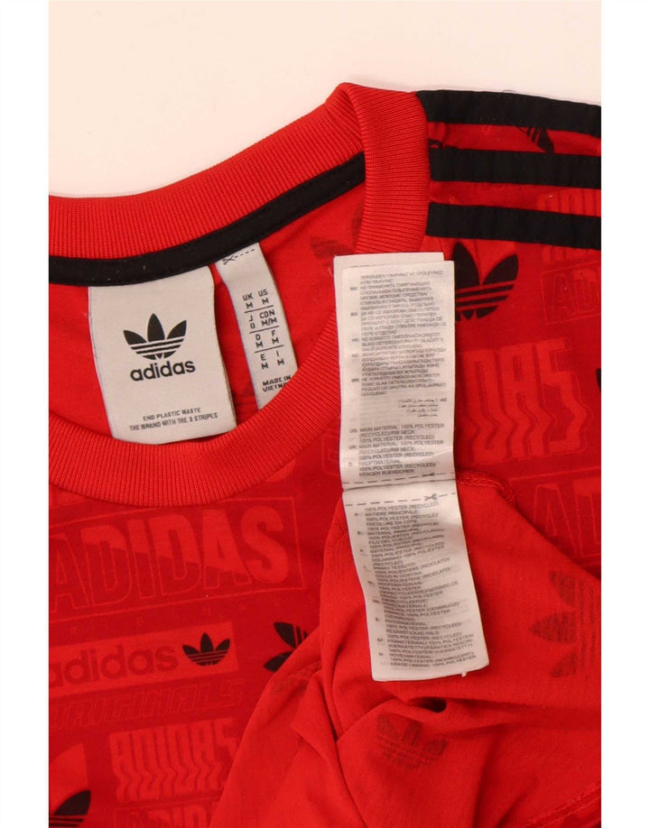 Adidas Herre Regular Graphic T-Shirt Top Medium Rød Polyester