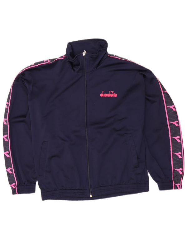 Diadora Herre grafisk løs pasform fuld træningsdragt IT 44 XS W28 L28 Marineblå