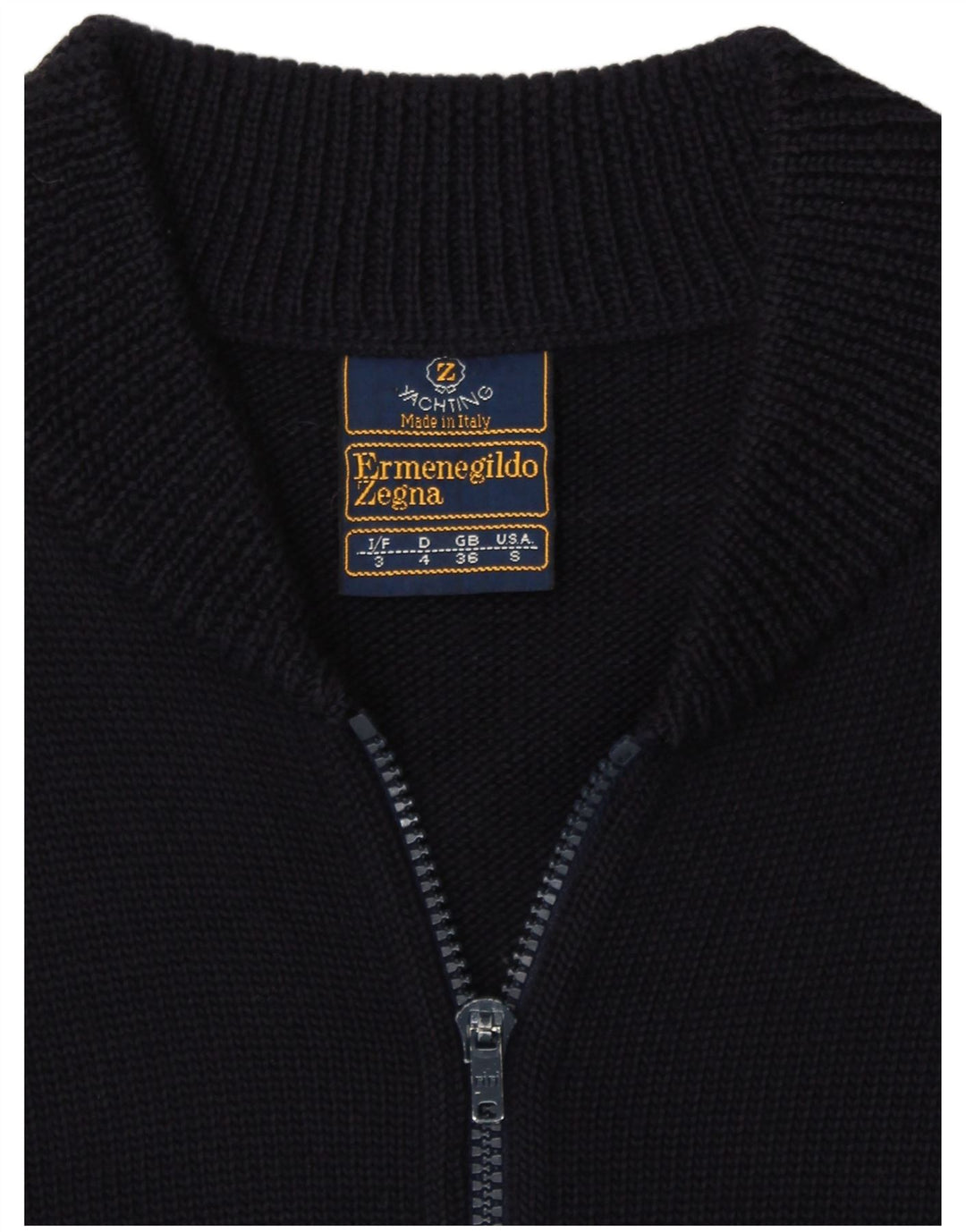 ERMENEGILDO ZEGNA Herre cardigan sweater UK 36 Small Navy Blue Virgin Wool