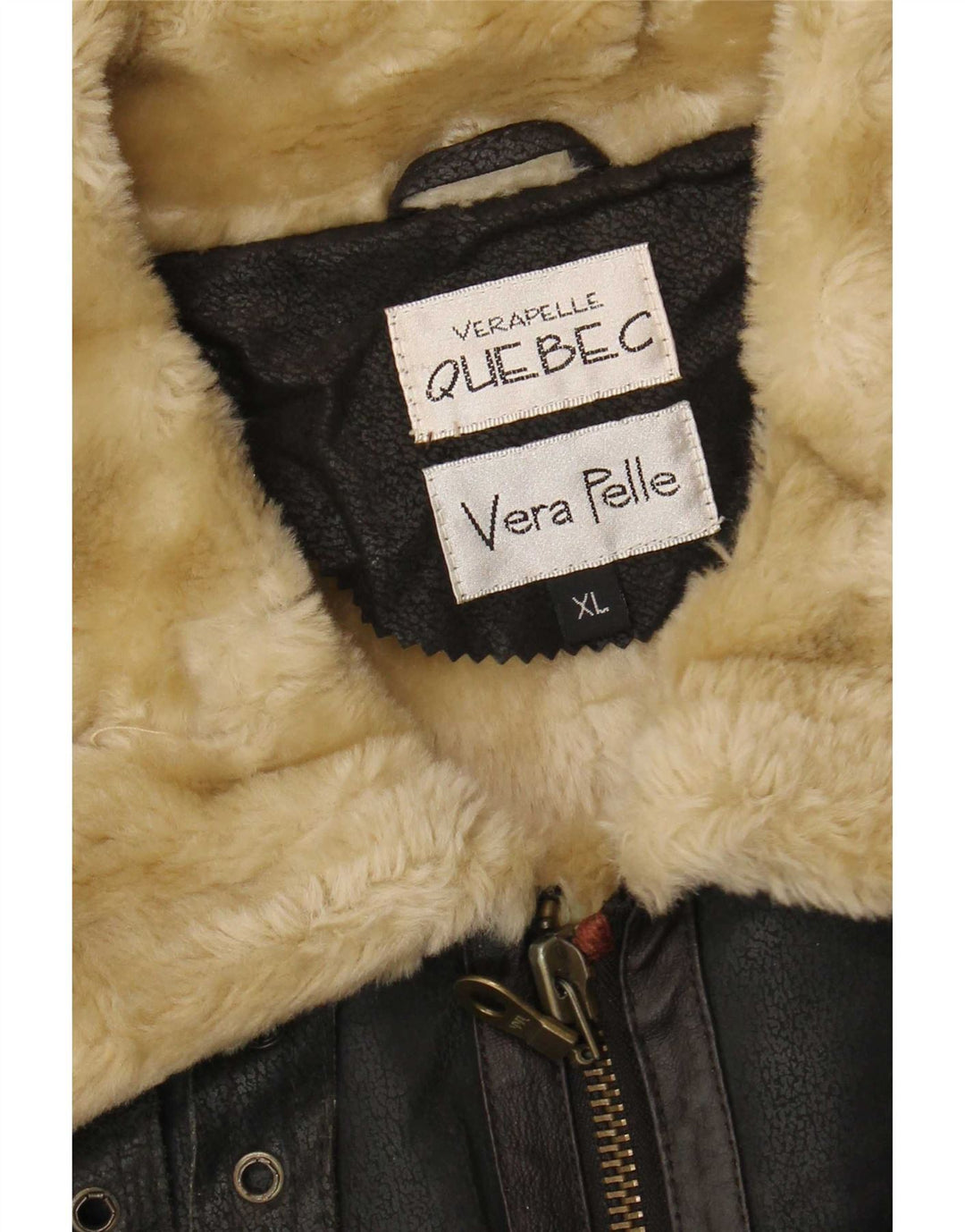 Quebec Herre Shearling Jacket UK 42 XL sort læder