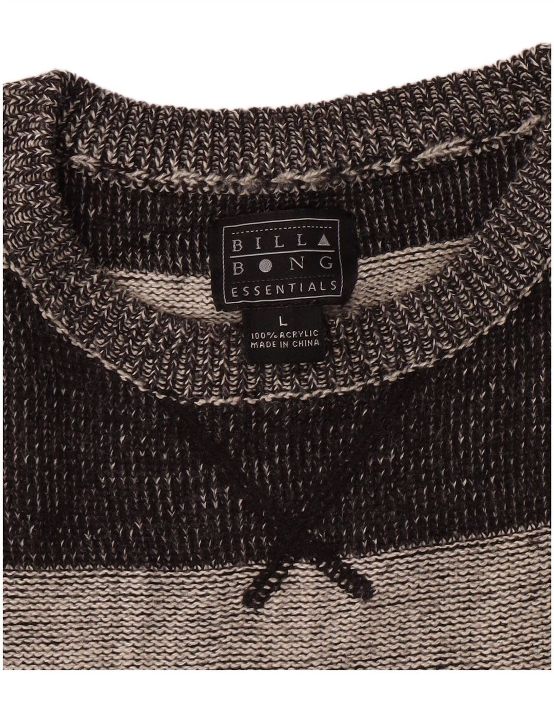 Billabong Herre Crew Neck Jumper Sweater stor grå stribet akryl