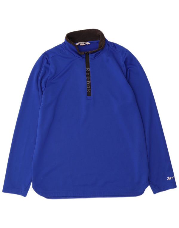 Reebok Herre Grafisk Zip Neck Pullover Træningsdragt Top Stor Blå Polyester