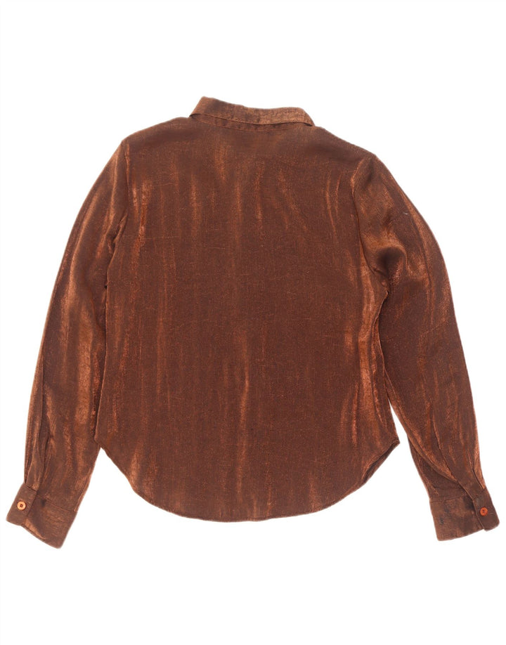 Pas Dame Skjorte Bluse UK 10 Small Brown Viscose