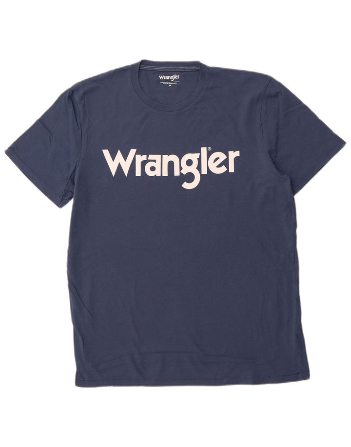 WRANGLER Herre grafisk T-shirt Top Medium Navyblå Bomuld