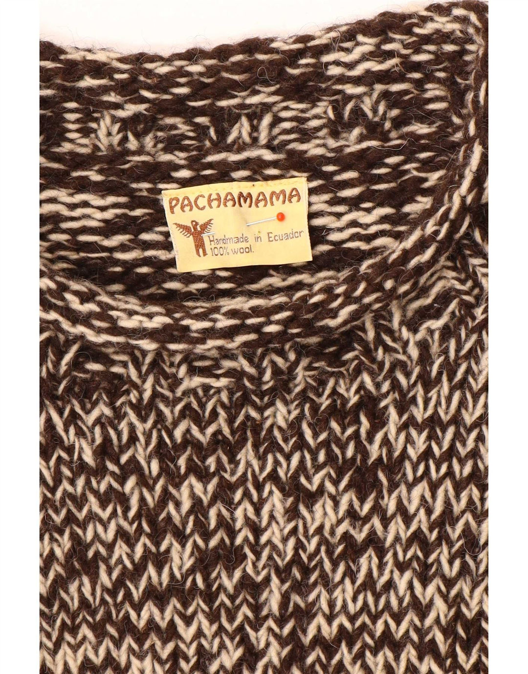 Pachamama Herre Håndlavet Turtle Neck Jumper Sweater Stor Brun Flecked Uld