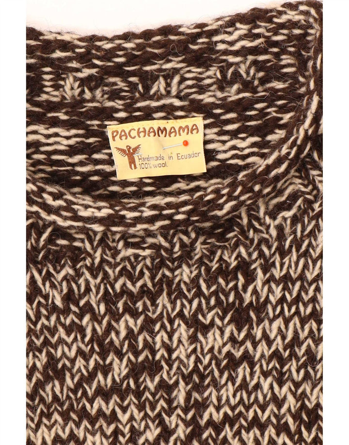 Pachamama Herre Håndlavet Turtle Neck Jumper Sweater Stor Brun Flecked Uld