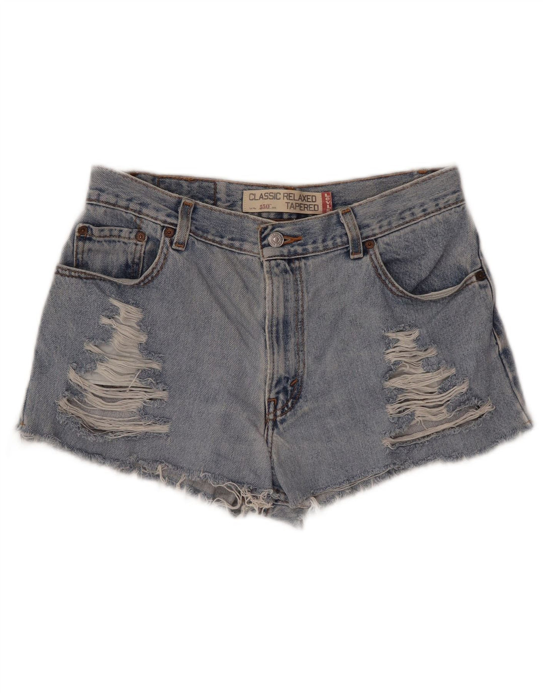 LEVI'S Womens 550 Distressed Denim Shorts US 12 Large W30 Blue