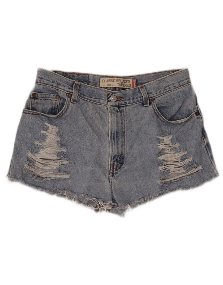 LEVI'S Womens 550 Distressed Denim Shorts US 12 Large W30 Blue