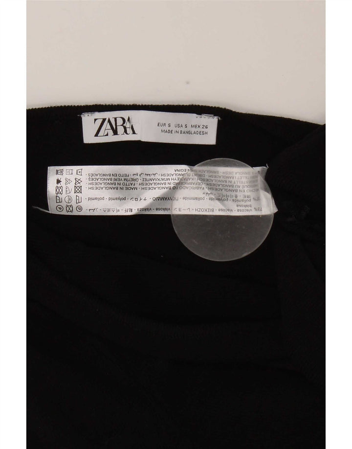 Zara Womens Crop One Shoulder Top UK 8 Small Black Viscose