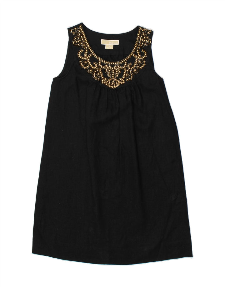 MICHAEL KORS Womens Oversized Sleeveless Shift Dress US 2 XS Black Linen Vintage Michael Kors and Second-Hand Michael Kors from Messina Hembry 