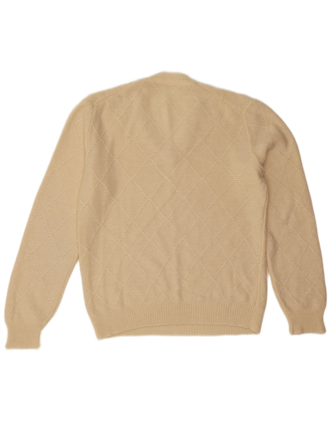 Vintage Herre V-hals sweater Large Off White Argyle/Diamond