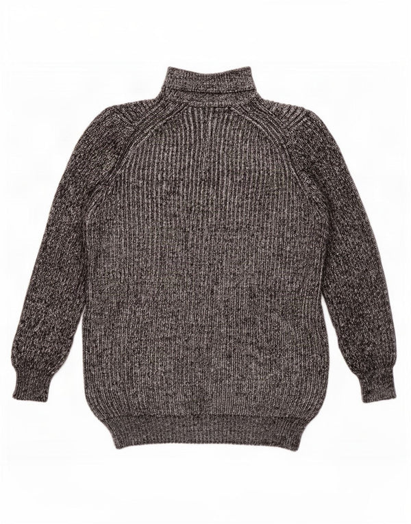 Zara Dame Roll Neck Jumper Sweater UK 12 Medium Grey Flecked Acryl