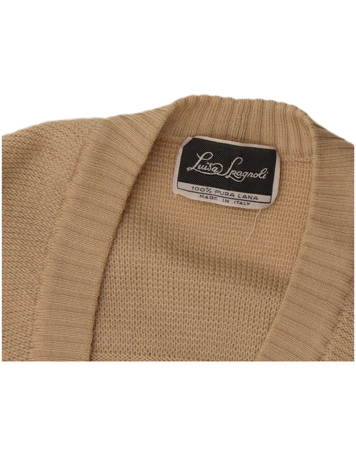 Luisa Spagnoli Dame Cardigan Sweater UK 12 Medium Beige Uld