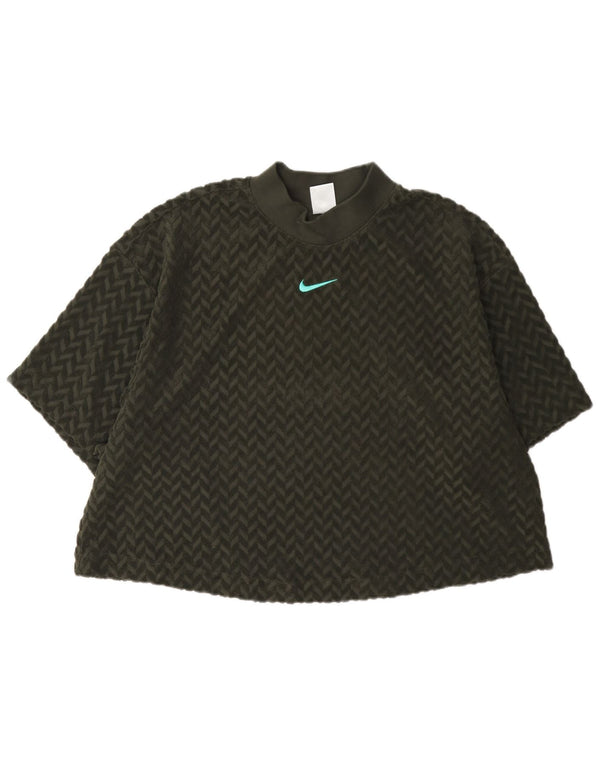 Nike grafisk T-shirt top til kvinder UK 18 XL Grøn sildebensbomuld