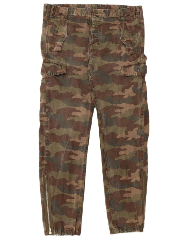 BENETTON Mens Joggers Cargo Trousers IT 50 Large W36 L32 Khaki Camouflage