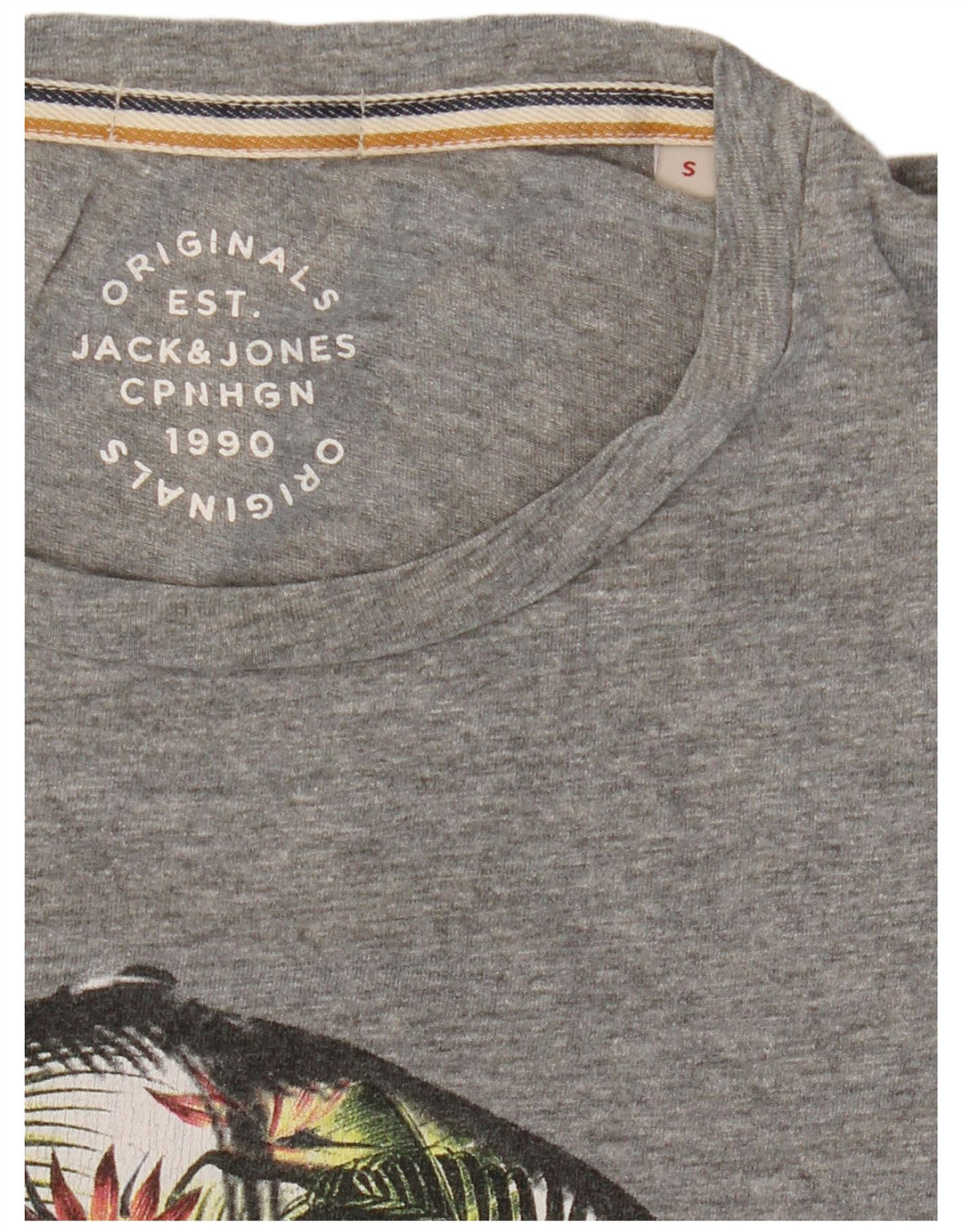 JACK & JONES Herre grafisk T-shirt Top Lille Grå Flecked