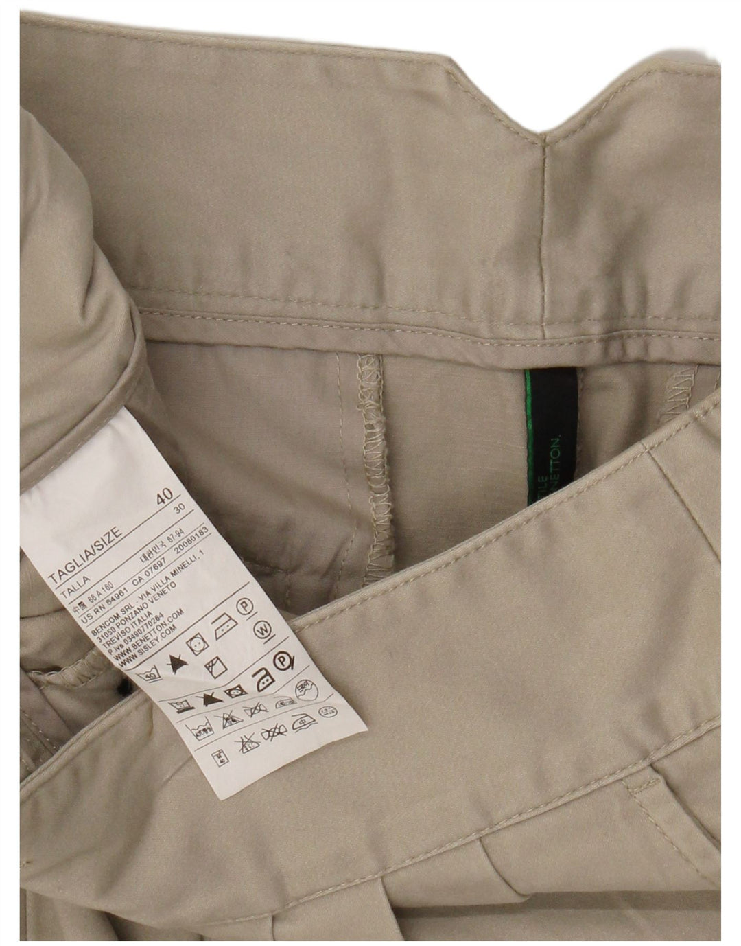 BENETTON Dame Mini-nederdel IT 40 Small W28 Beige Bomuld