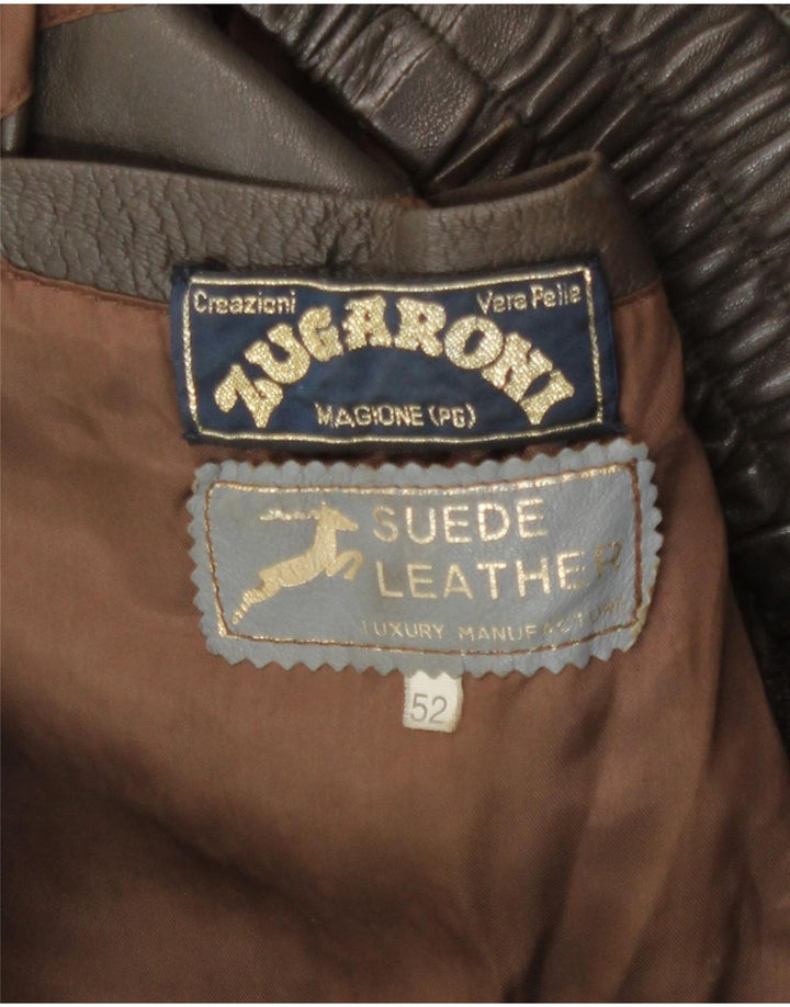 Vintage herre læderjakke IT 52 XL brunt læder