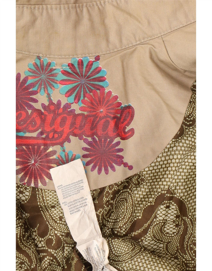 Desigual Dame Dobbeltradet Trench Coat EU 38 Medium Beige Floral