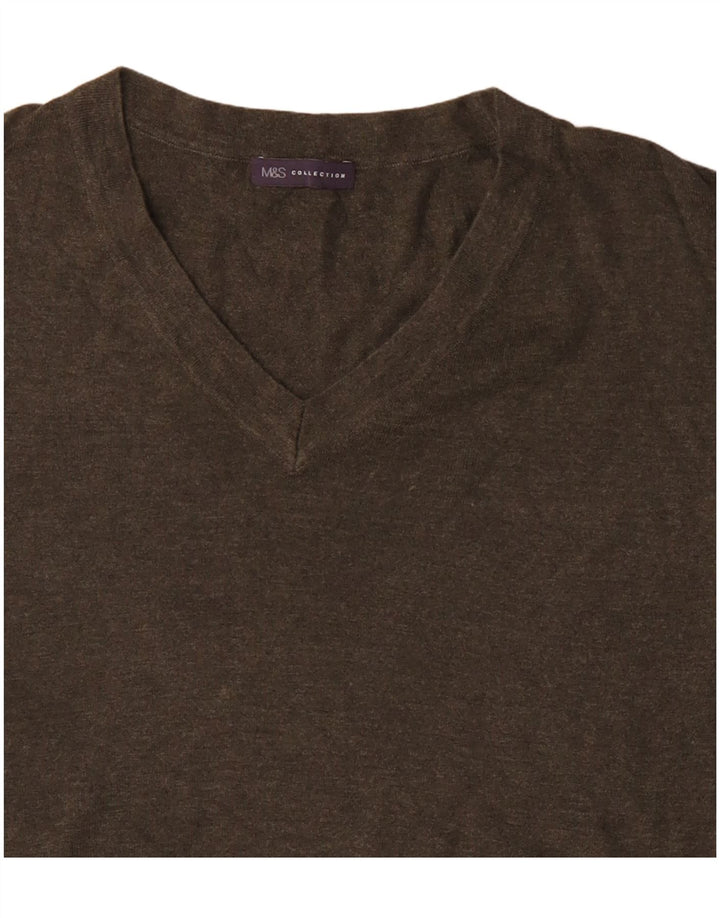 Marks & Spencer Dame Oversized V-hals sweater UK 10 Small Khaki