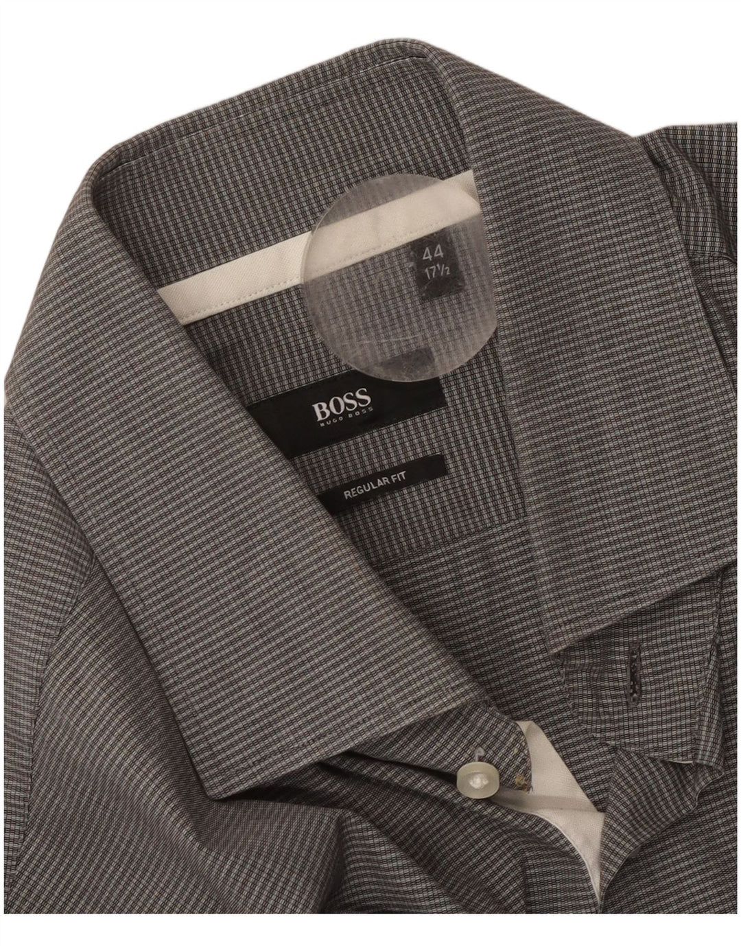 Hugo Boss Herre Regular Fit skjorte str. 44 17 1/2 XL Grå ternet bomuld
