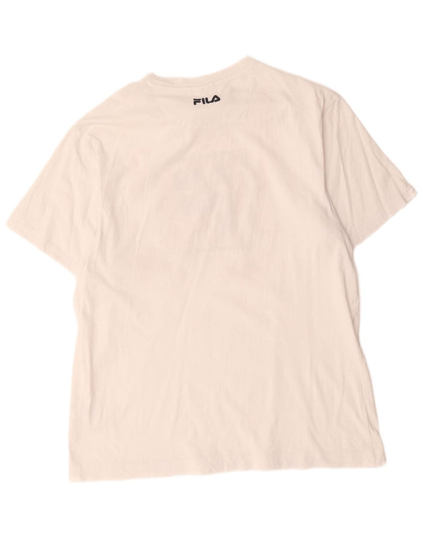 Fila Herre Grafisk T-Shirt Top Medium Hvid Bomuld