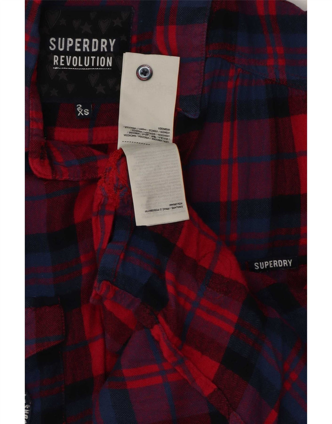 Superdry Womens Oversized ærmeløs grafisk skjorte UK 2 2XS rød ternet