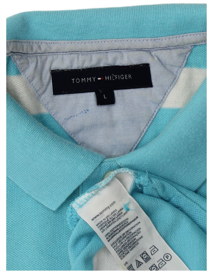 Tommy Hilfiger Herre poloshirt Stor blå stribet bomuld