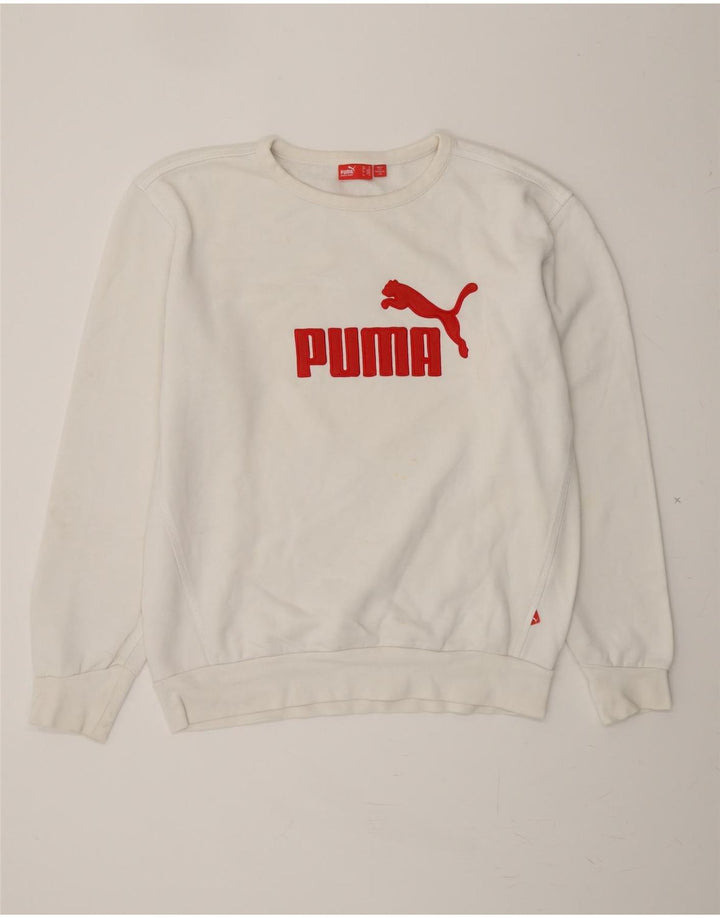 PUMA Mens Graphic Sweatshirt Jumper Medium White Cotton Vintage Puma and Second-Hand Puma from Messina Hembry 