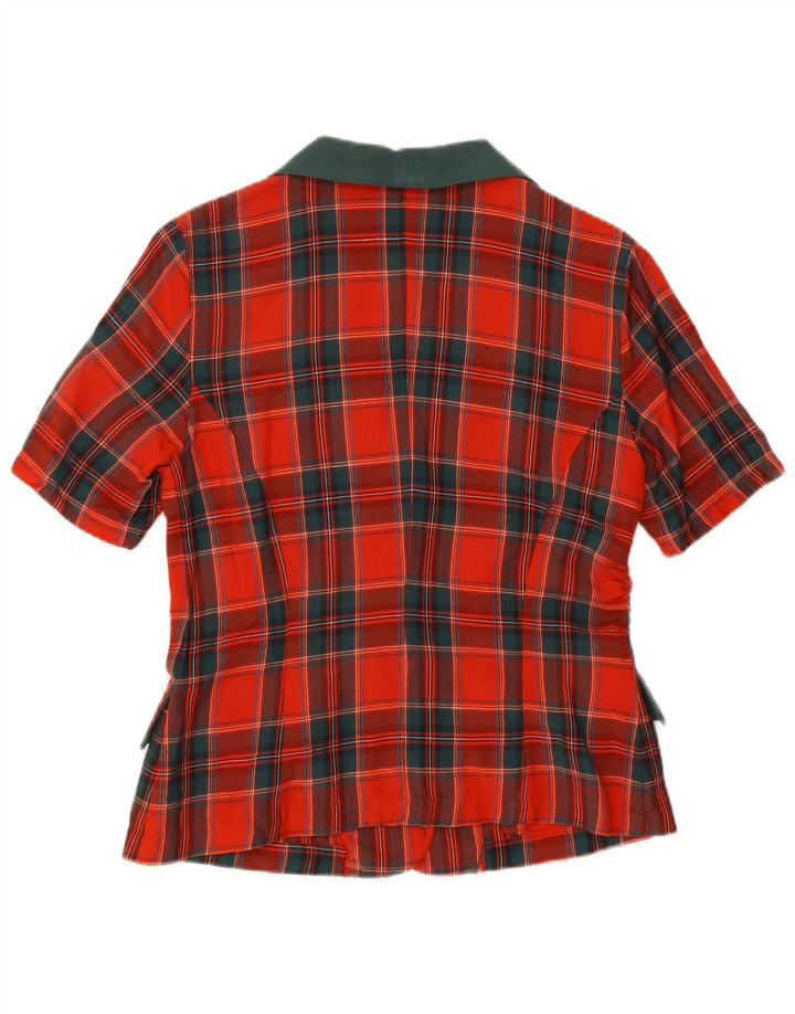 Vintage Dame Kortærmet 2 Button Blazer Jacket UK 10 Small Red Check