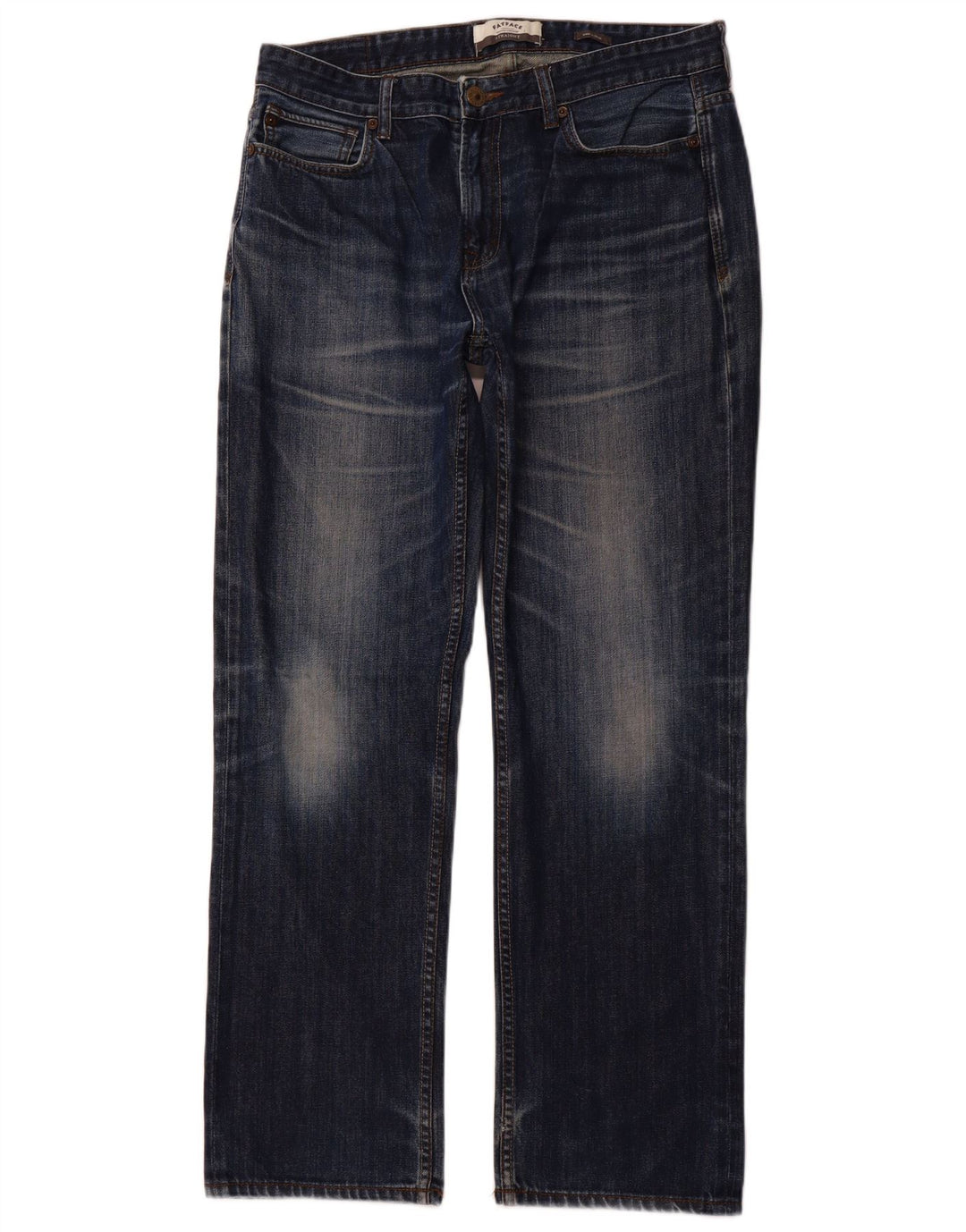 FAT FACE Herre Acid Wash Regular Fit Straight Jeans W36 L31 Blå Bomuld
