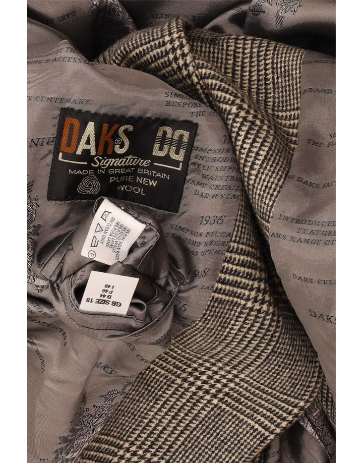 DAKS Dame 4 Button Blazer Jacket UK 18 XL Grå Ternet New Wool