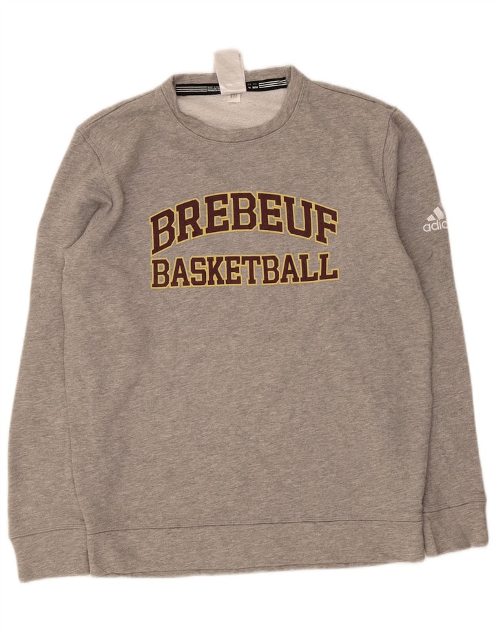 Adidas Herre Brebeuf Basketball Grafisk Sweatshirt Jumper Medium Grå Bomuld