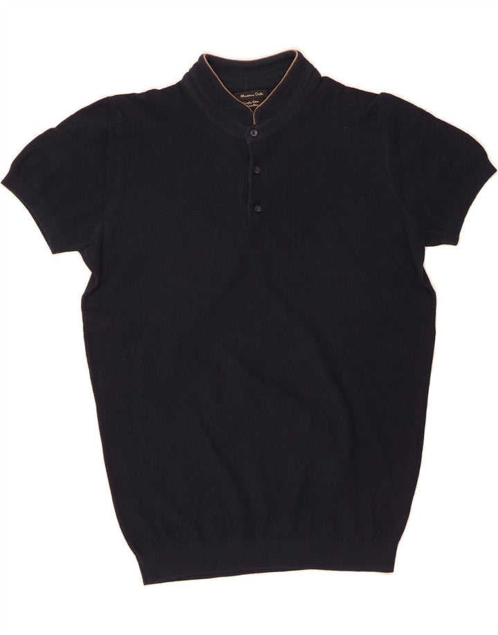 MASSIMO DUTTI Mens Short Sleeve Turtle Neck Jumper Sweater XL Navy Blue Vintage Massimo Dutti and Second-Hand Massimo Dutti from Messina Hembry 