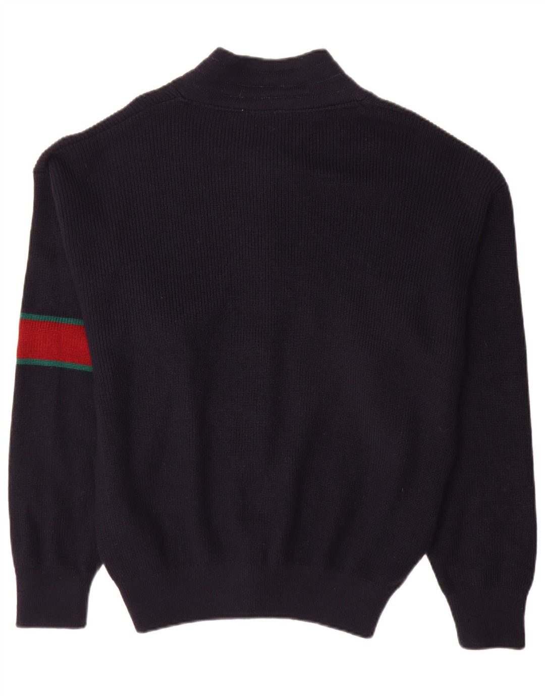 Vintage herre cardigan sweater Stor marineblå Colourblock Uld