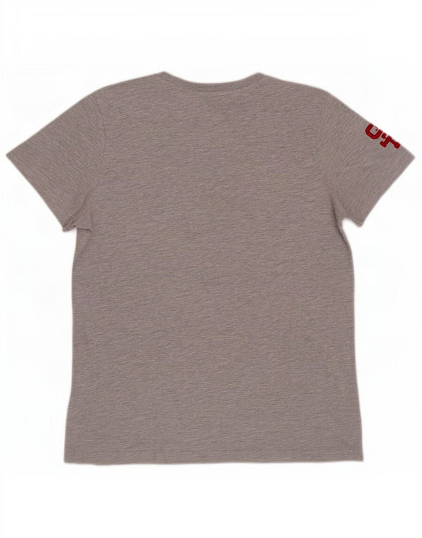 Superdry Womens Graphic T-Shirt Top UK 12 Medium Grey Flecked Cotton