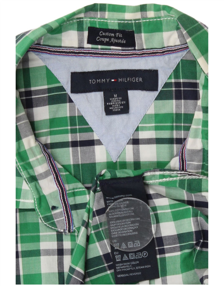 Tommy Hilfiger Kortærmet Herre Custom Fit skjorte Medium Grøn ternet bomuld