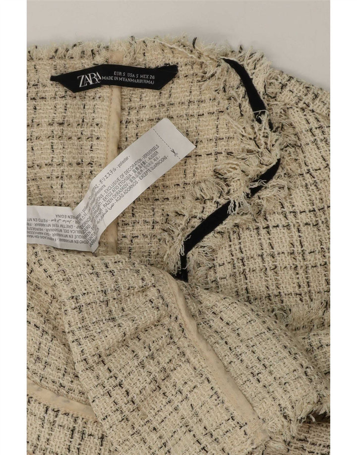 Zara Womens Open Blazer Jacket UK 10 Small Beige Ternet Polyester