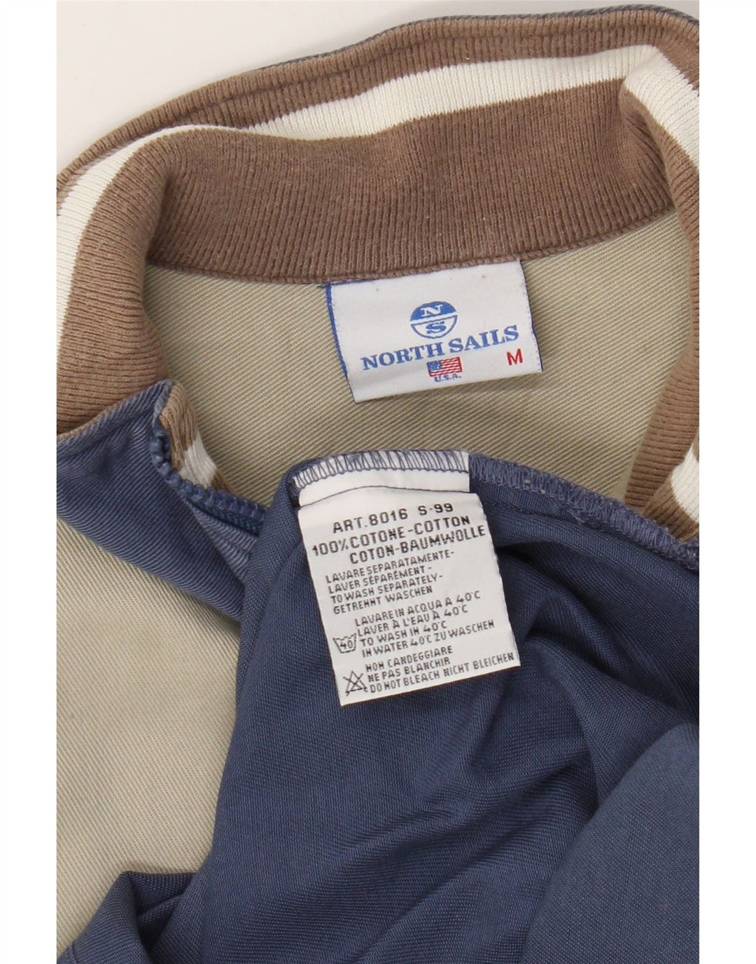 North Sails Herre Zip Neck Sweatshirt Jumper Medium Blue Colourblock Bomuld
