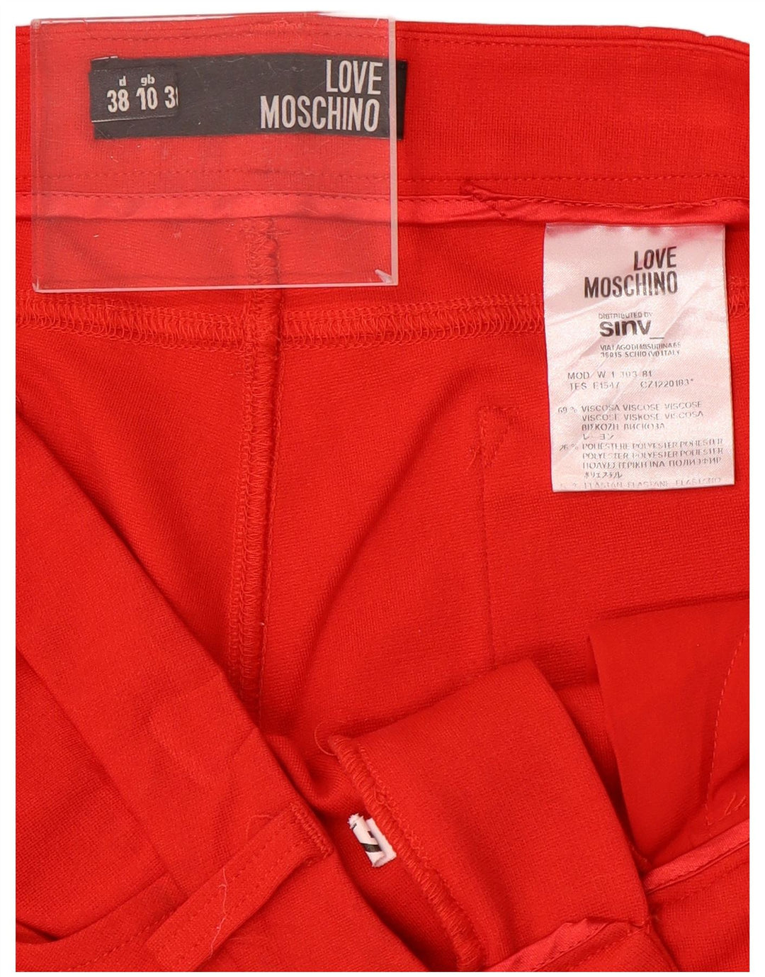 MOSCHINO Dame Slim Casual Bukser UK 10 Small W32 L30 Rød viskose