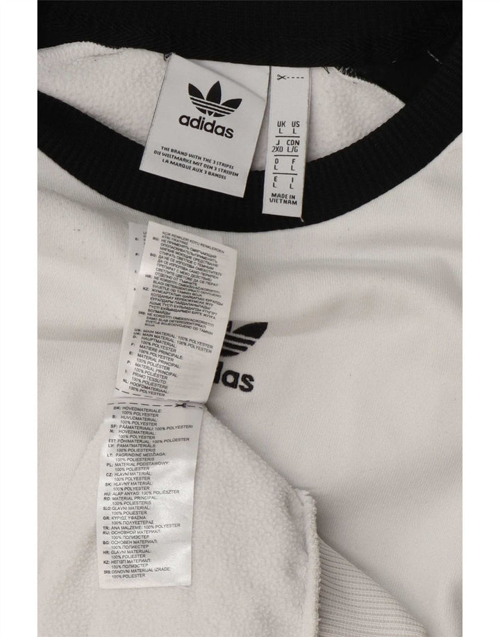 Adidas grafisk sweatshirt til mænd, stor hvid colourblock polyester