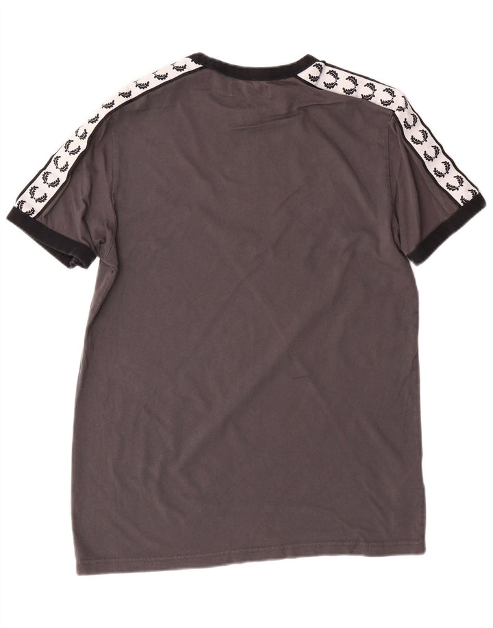 FRED PERRY Mens Graphic T-Shirt Top Small Grey Cotton