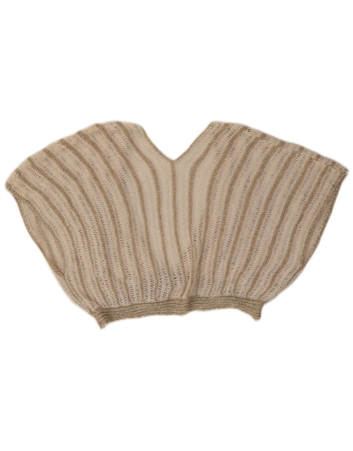 Vintage kvinders 2-delt nederdel Sæt UK 8 Small W26 Beige stribet akryl