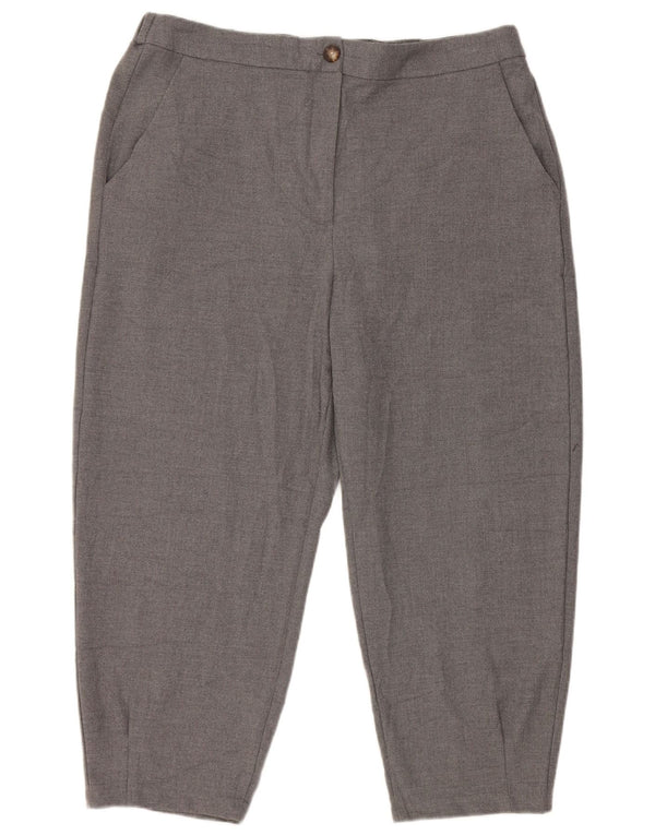 Zara Dame Højtalje Capri Bukser XL W32 L22 Grå Polyester